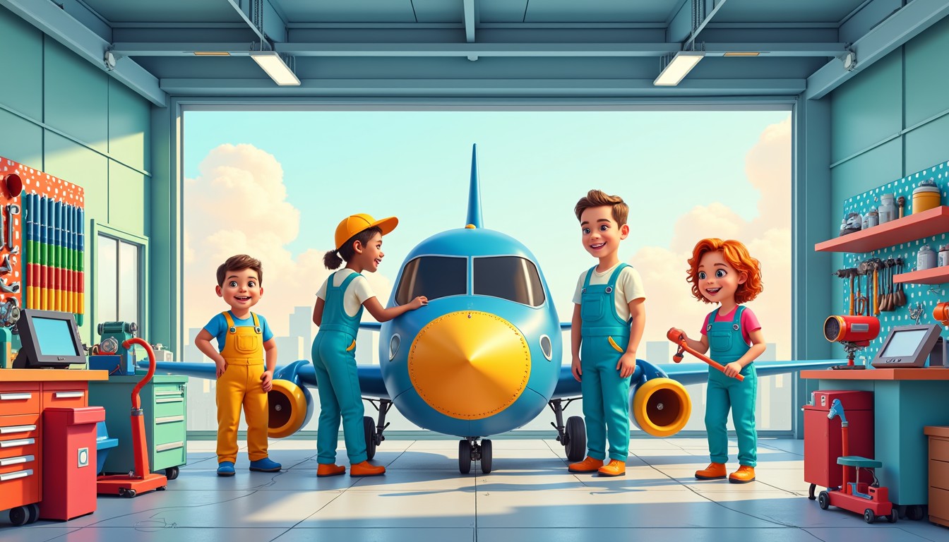 Free Animated Aviation Workshop Image - Animation, Airplane, Mechanics ...