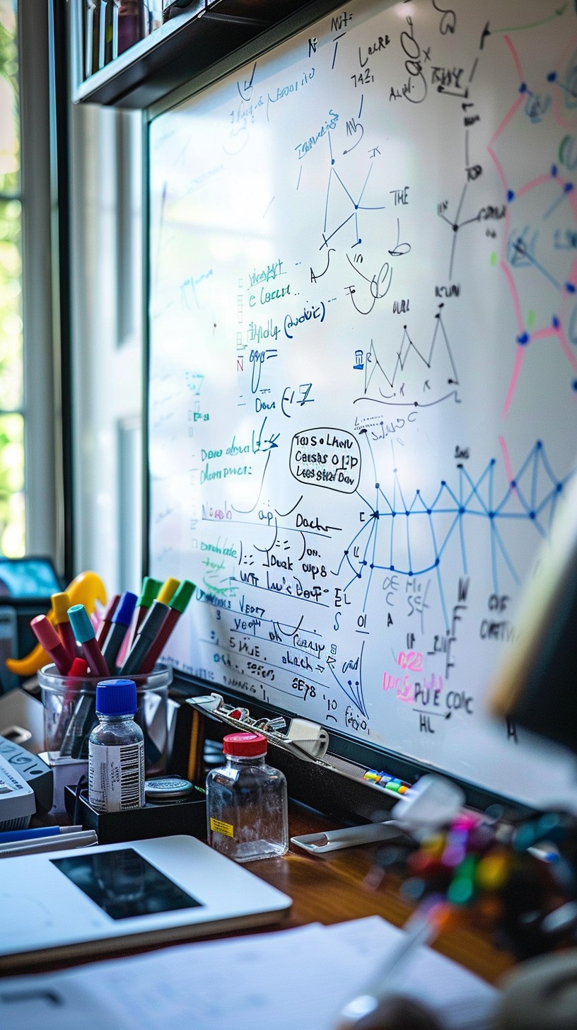 Free Creative Study Space Image - Whiteboard, Markers, Equations ...
