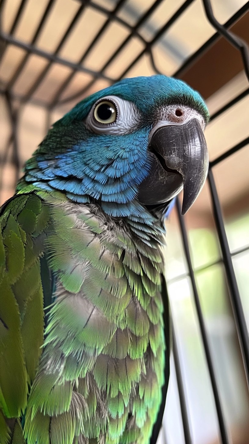 Free Caged Blue Parrot Image - Parrot, Blue, Green | Download at StockCake