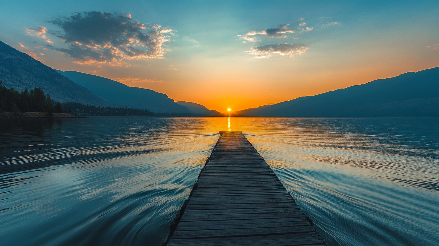 Free Sunset Lake Pier Image - Sunset, Lake, Pier | Download at StockCake