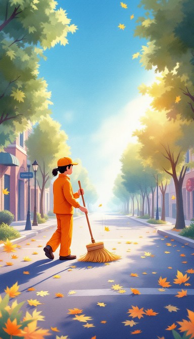 Free Autumn Morning Sweeper Image - Autumn, Leaves, Dawn | Download at ...