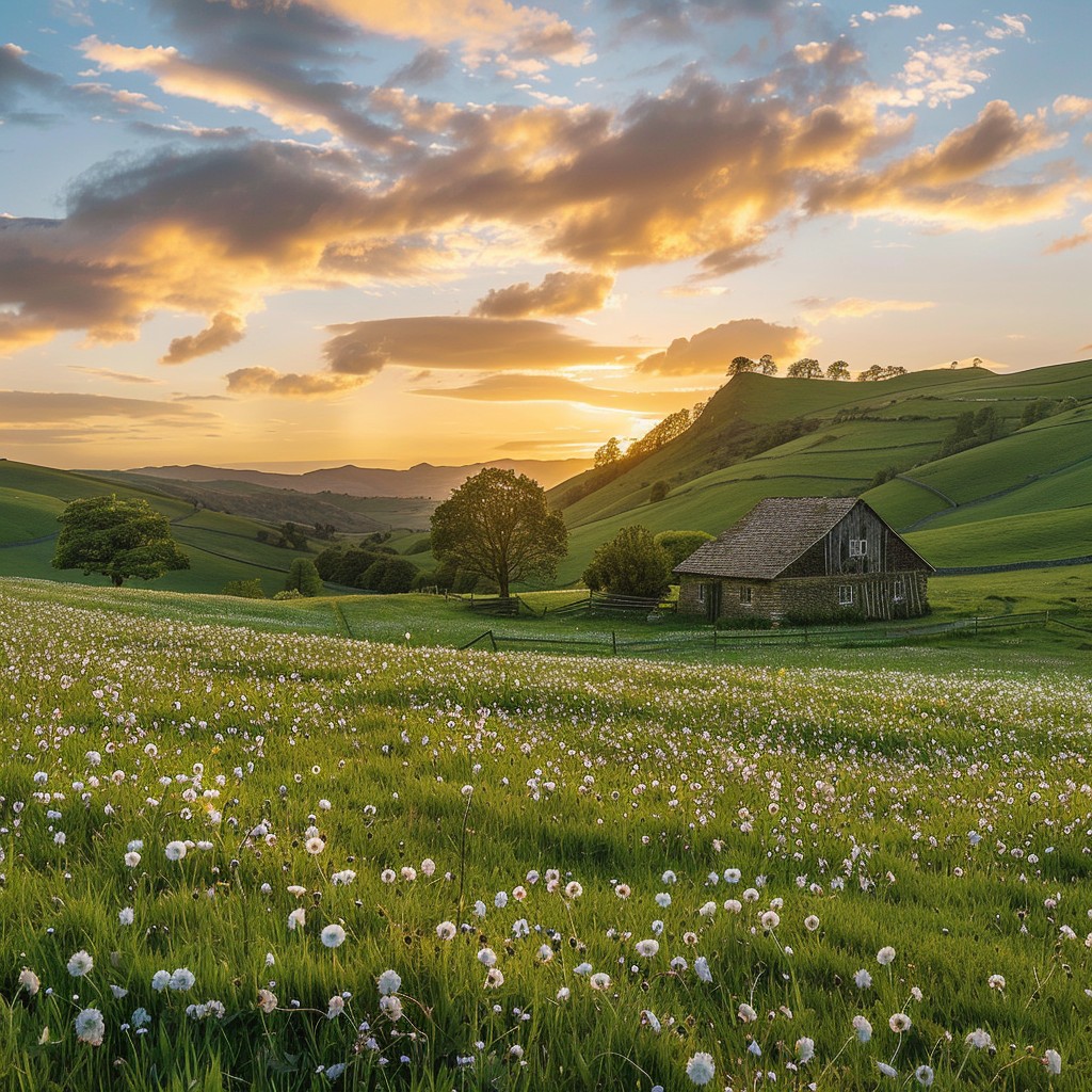 Free Rustic Sunset Serenity Image - Sunset, Countryside, Wildflowers ...