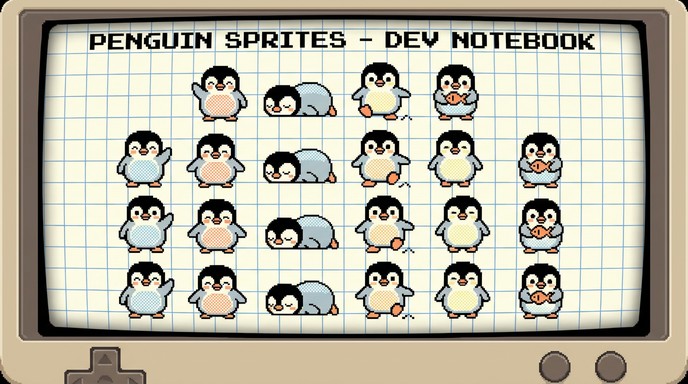 Free Pixel Penguin Sprites Image - Pixel, Penguin, Retro | Download at ...