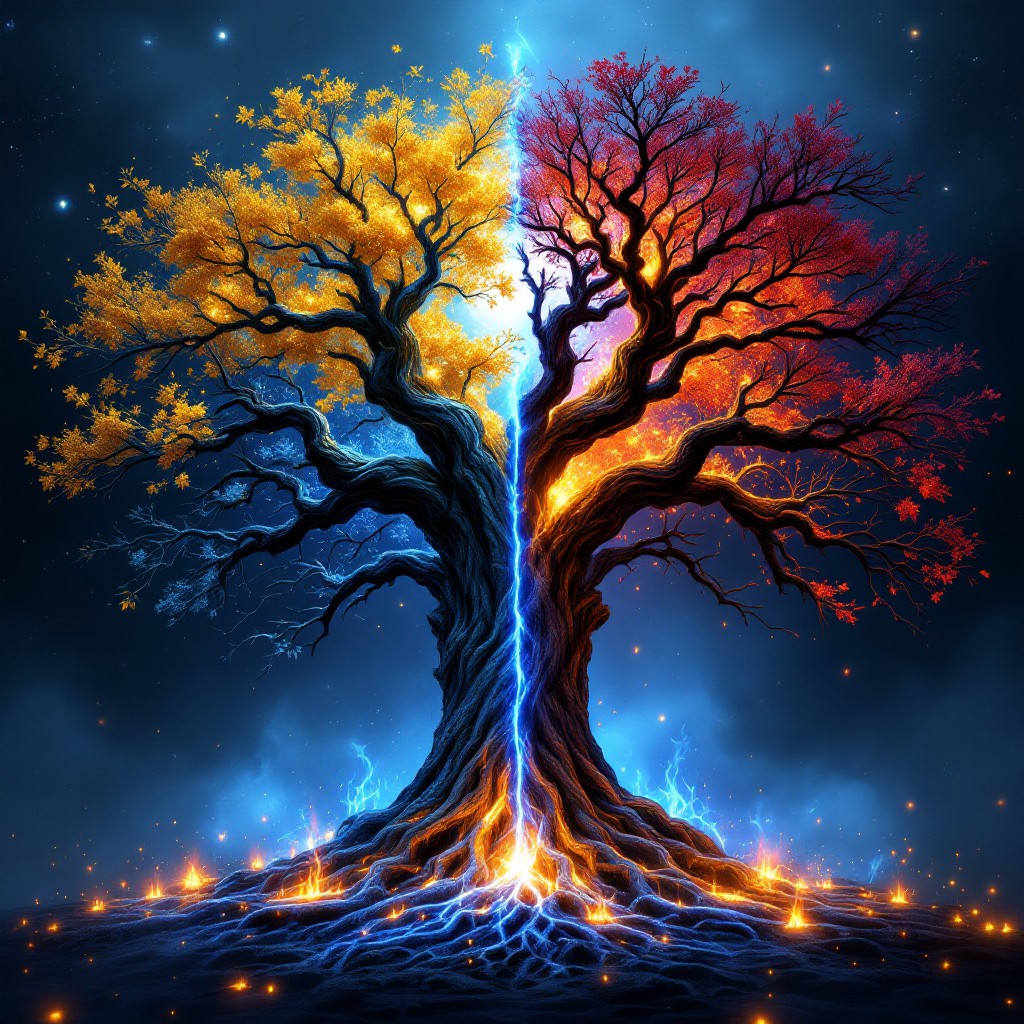 Free Blue Fire Tree Image - Tree, Flames, Fire | Download at StockCake