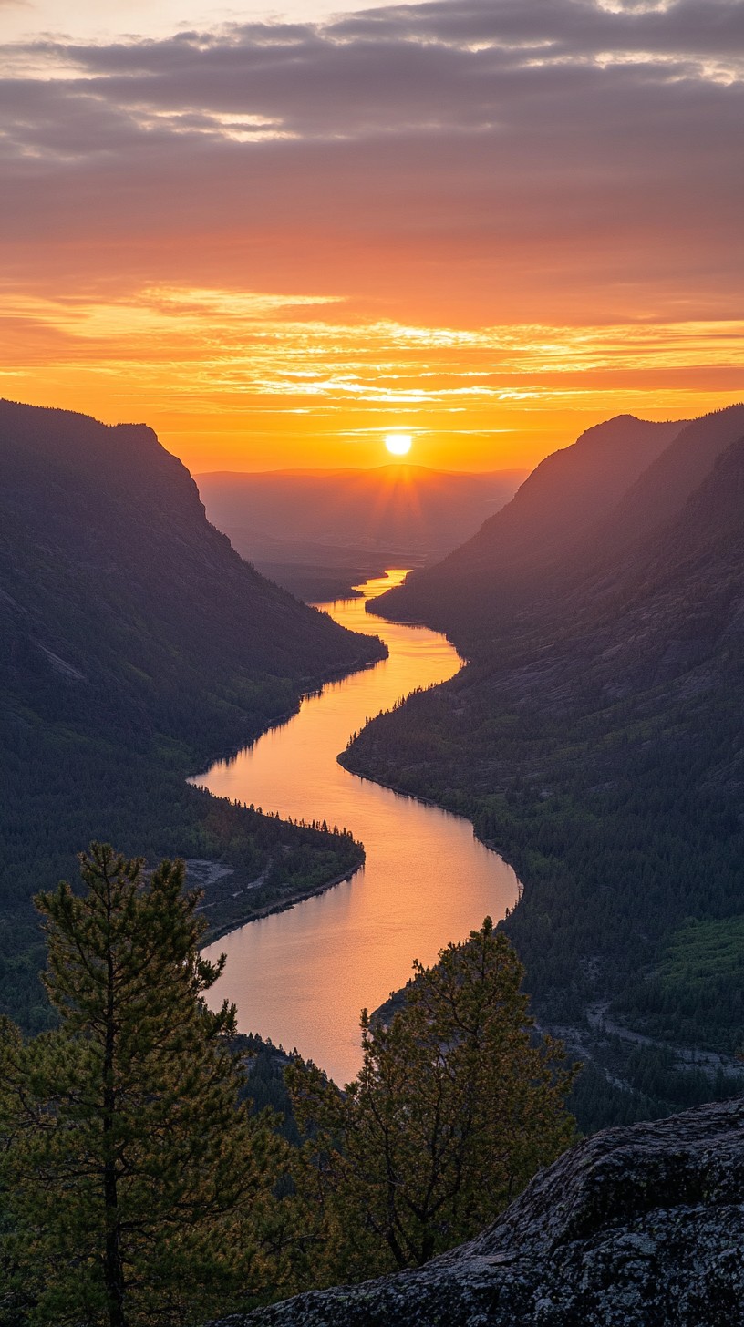 Free Sunset over river Image - Sunset, River, Mountains | Download at ...