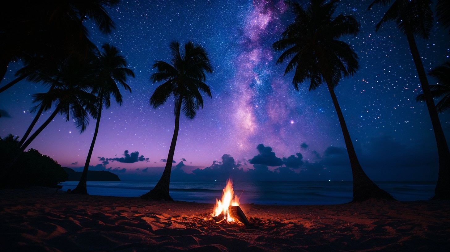 Free Starry Beach Night Image - Beach, Stars, Campfire | Download at ...
