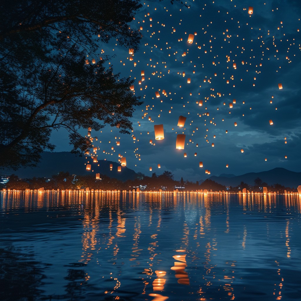 Free Lanterns Illuminate Sky Image - Lanterns, Sky, Night | Download at ...
