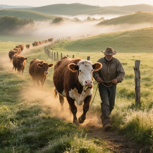 Download Dawn's Cattle Parade Image - Pastoral, Sunrise, Cattle | StockCake