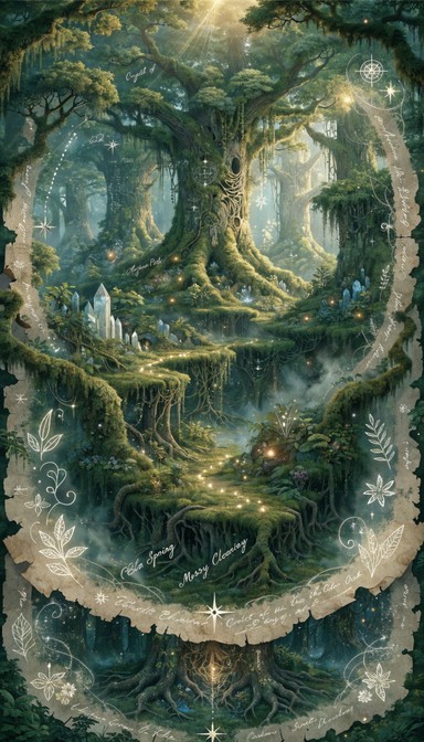 A beautifully illustrated vertical scroll unfurls through multiple ...