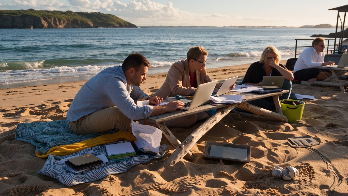 Free Beach Office Productivity Image - Beach, Office, Remote | Download ...