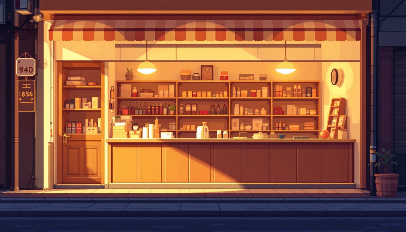 Free Cozy Pixel Shop Image - Pixelart, Shop, Dusk | Download at StockCake