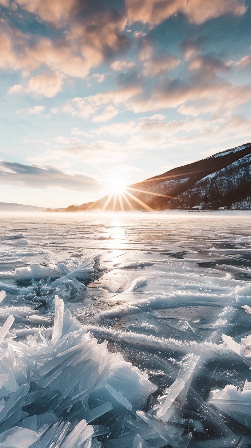 Free Frozen Lake Sunset Image - Sunset, Winter, Ice | Download at StockCake