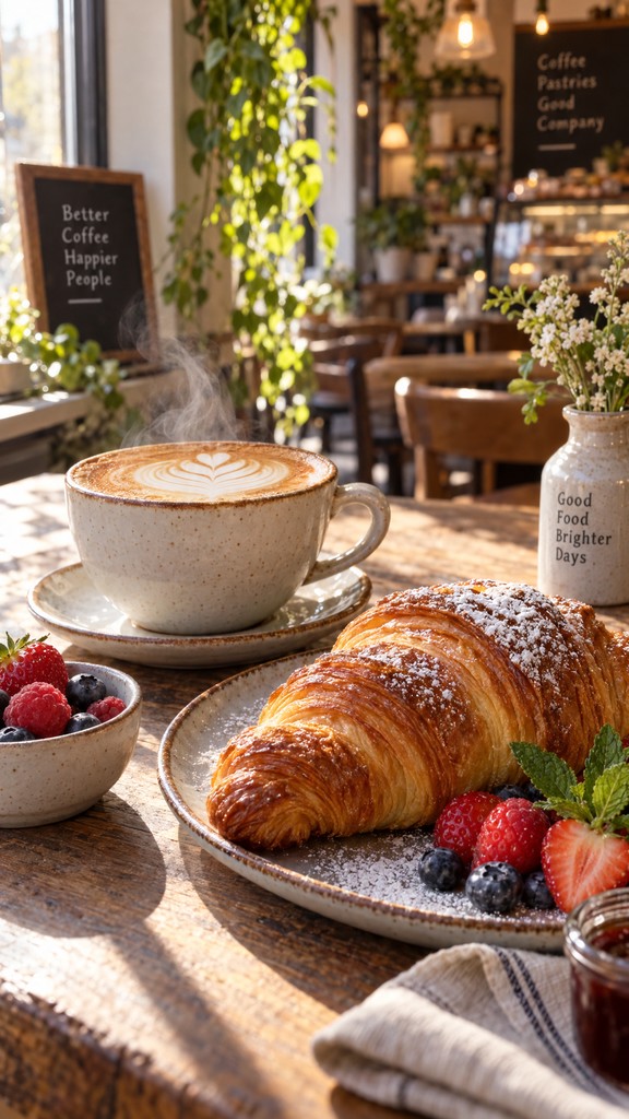 Download Cappuccino and Croissant Image - Cappuccino, Croissant, Coffee ...