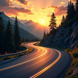 Free Mountain Sunset Highway Image - Sunset, Mountains, Road | Download ...