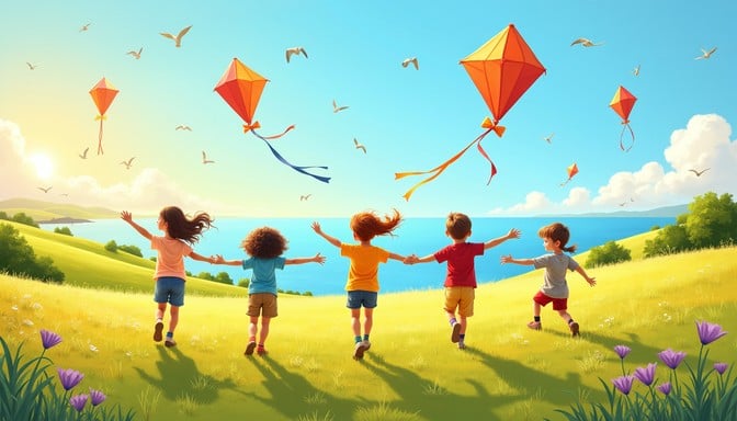 Free Kids Flying Kites Image | Download at StockCake