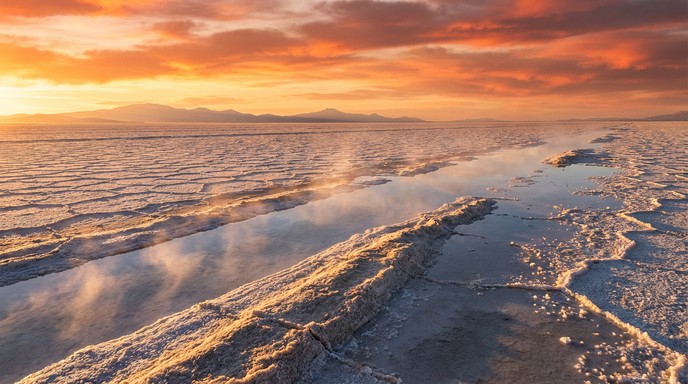 Salt Reflection Free Cracked Earth Reflections Image - Sunset, Reflection, Mudflats ...