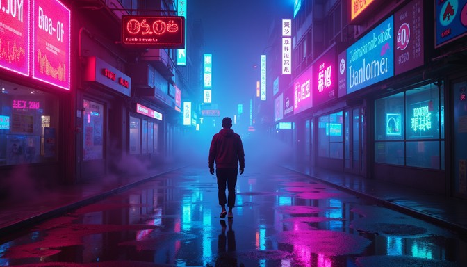 Neon Ai Works Free Neon Rain Walker Image - Cyberpunk, Neon, Rainy | Download at ...