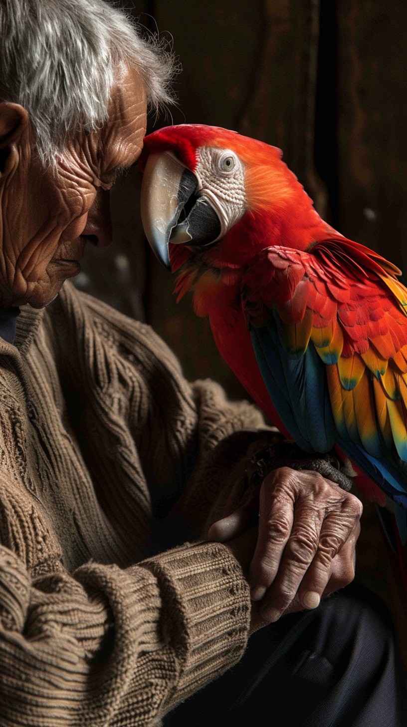 Free Elderly with Parrot Image - Elderly, Parrot, Macaw | Download at ...
