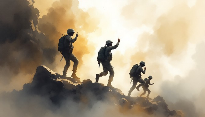 Free Soldiers Ascending Mountains Image - Soldiers, Mountains, Dawn ...
