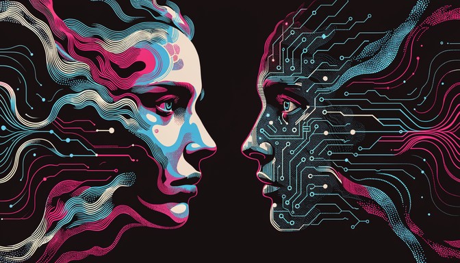 Human Meets Ai Vector Free Human Meets AI Image - Illustration, Popart, Halftone | Download ...