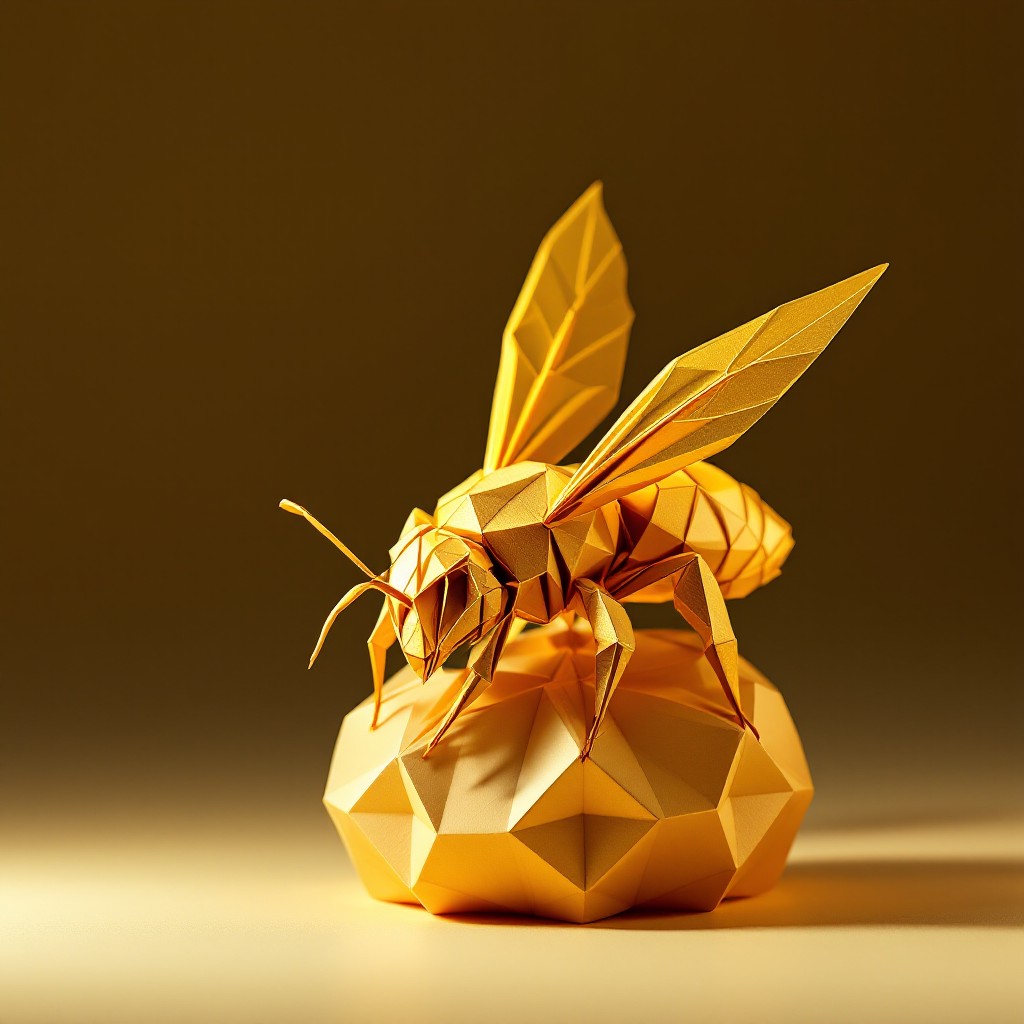 Origoni Bee Free Golden Origami Bee Image - Origami, Bee, Golden | Download at ...