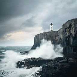 Free Lighthouse Amidst Storm Image - Lighthouse, Cliff, Waves ...