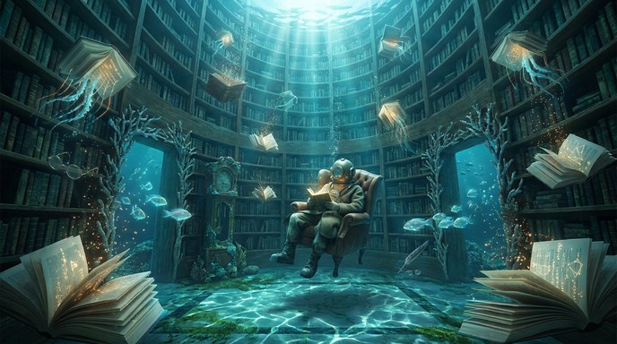 Free Underwater Library Dreams Image - Underwater, Library, Surreal ...