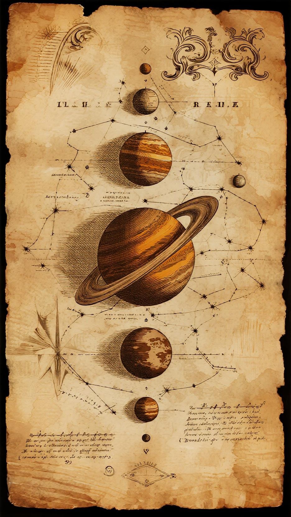 Free Ancient Celestial Chart Image - Planets, Celestial, Astronomy ...
