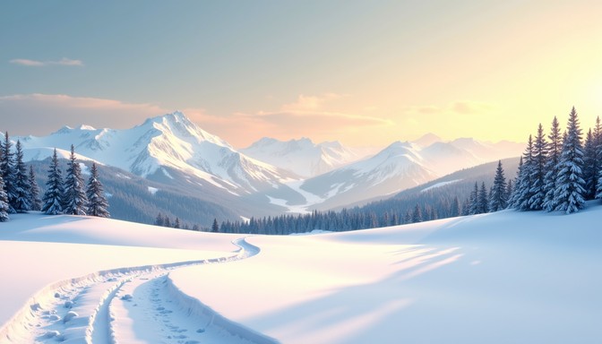 Snowfield Path Free Pristine Winter Dawn Image - Winter, Mountains, Snow | Download at ...