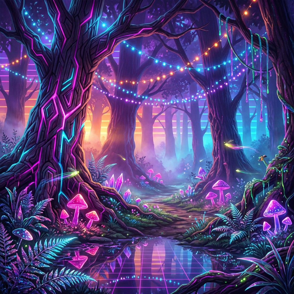 Free Neon Forest Magic Image - Forest, Synthwave, Neon | Download at ...
