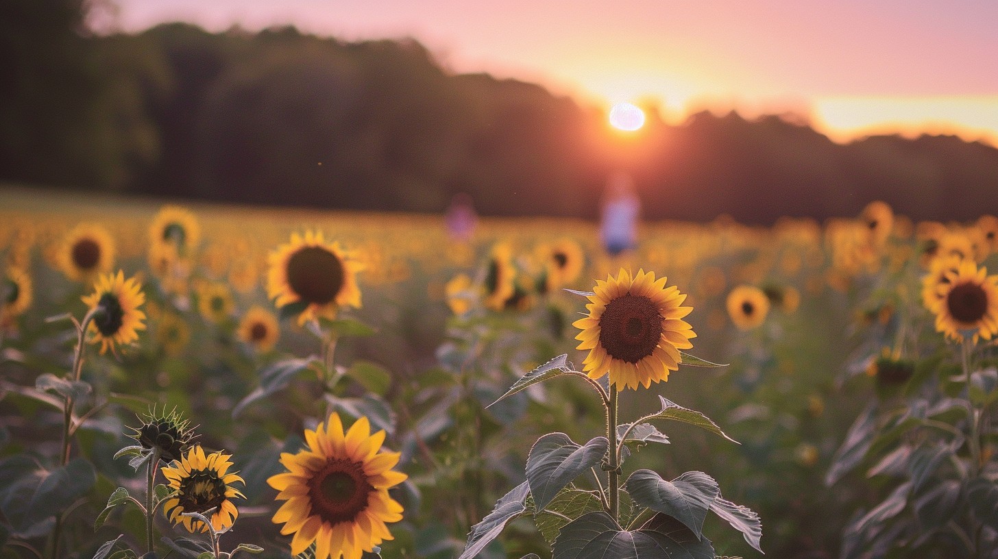 Free Sunset Sunflower Field Image - Sunset, Sunflowers, Field ...