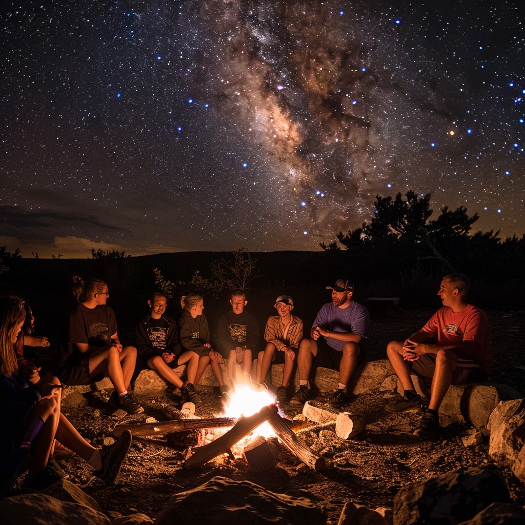 Free Starry Campfire Gathering Image - Campfire, Stars, Friends ...