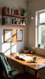 Free Cozy study nook Image - Workspace, Desk, Shelves | Download at ...