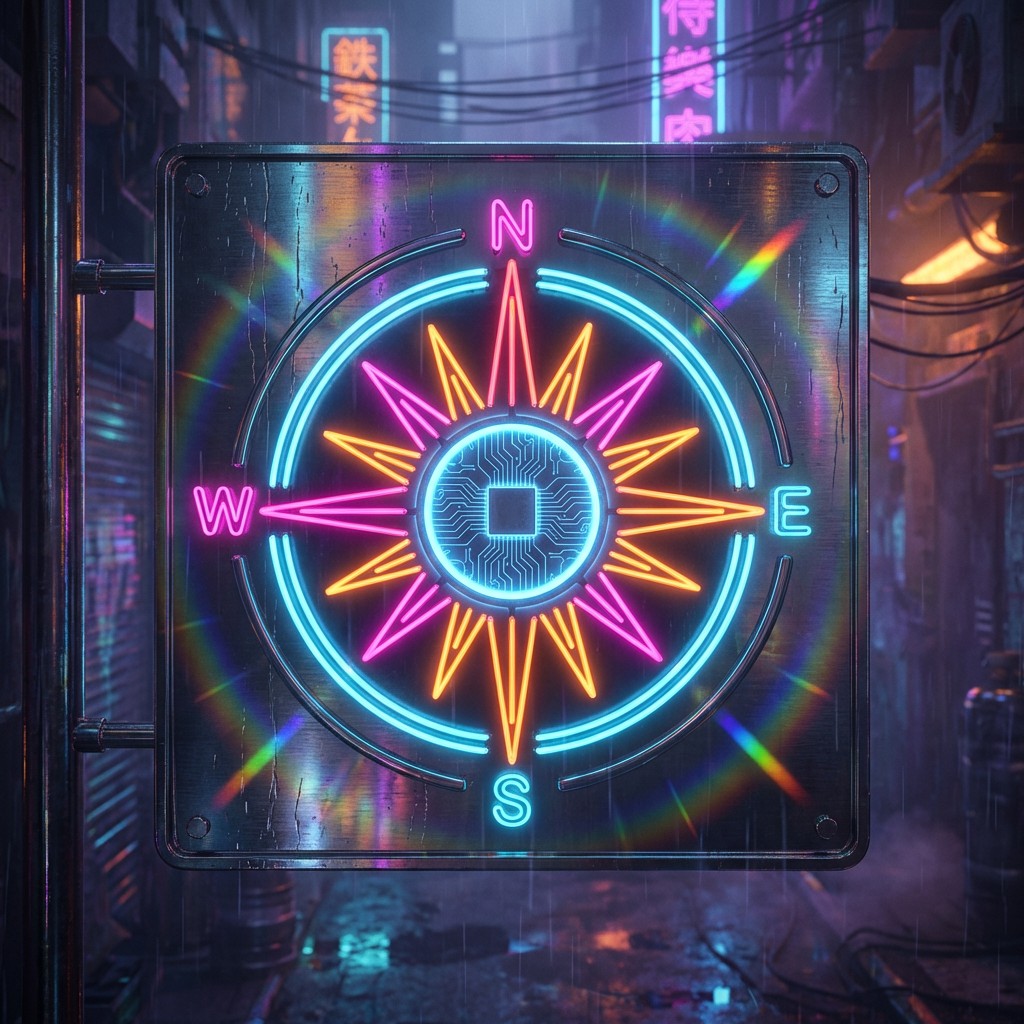 Free Neon Compass Glows Image - Cyberpunk, Neon, Compass | Download at ...