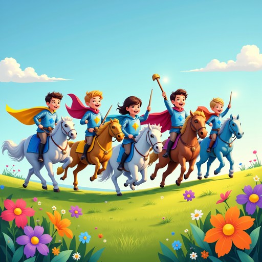 Free Young Heroes Charge Image - Knights, Children, Horses | Download ...