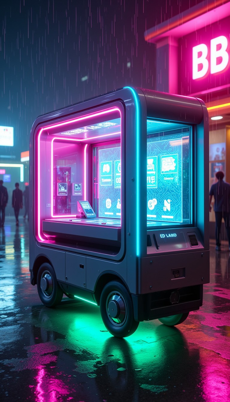 Free Hovering Tech Vendor Photo - Cyberpunk, Futuristic, Neon ...