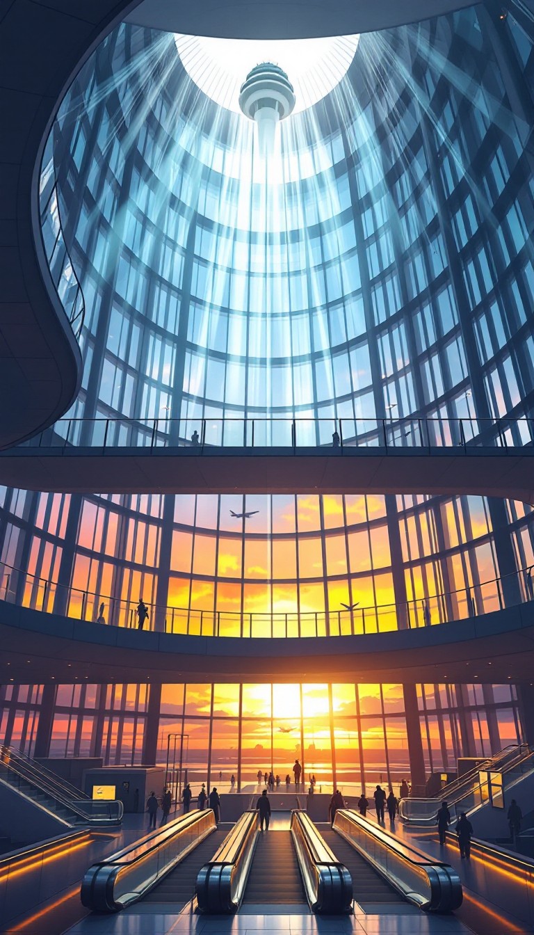 Free Sunset Through Terminal Image - Airport, Terminal, Atrium ...