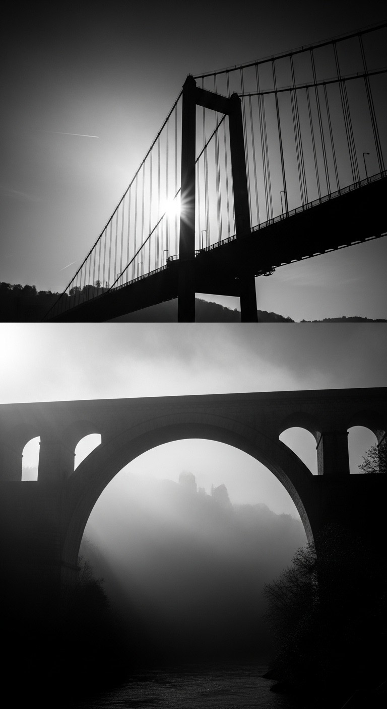 Free Bridges Through Mist Image - Bridges, Monochrome, Architecture ...