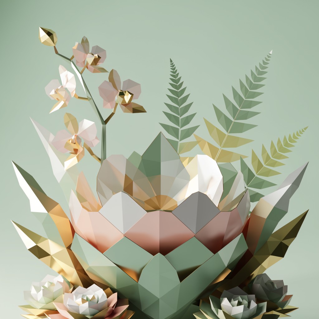 Free Geometric Botanical Elegance Image - Botanical, Geometric, Low ...
