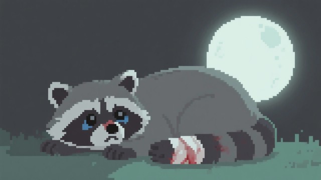 Sad Eye Raccon Free Moonlit Wounded Raccoon Image | Download at StockCake