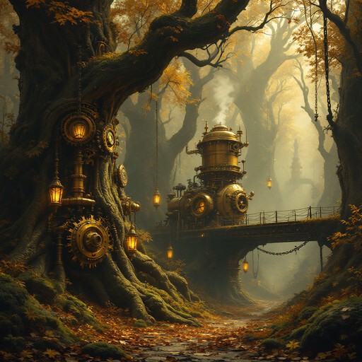 Steampunk Style Tree Free Victorian Woodland Retreat Stock AI Images | StockCake
