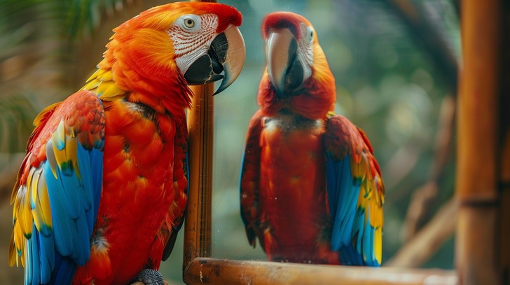 Parakeet Reflection Free Parrots in Reflection Image - Parrots, Reflection, Mirror ...