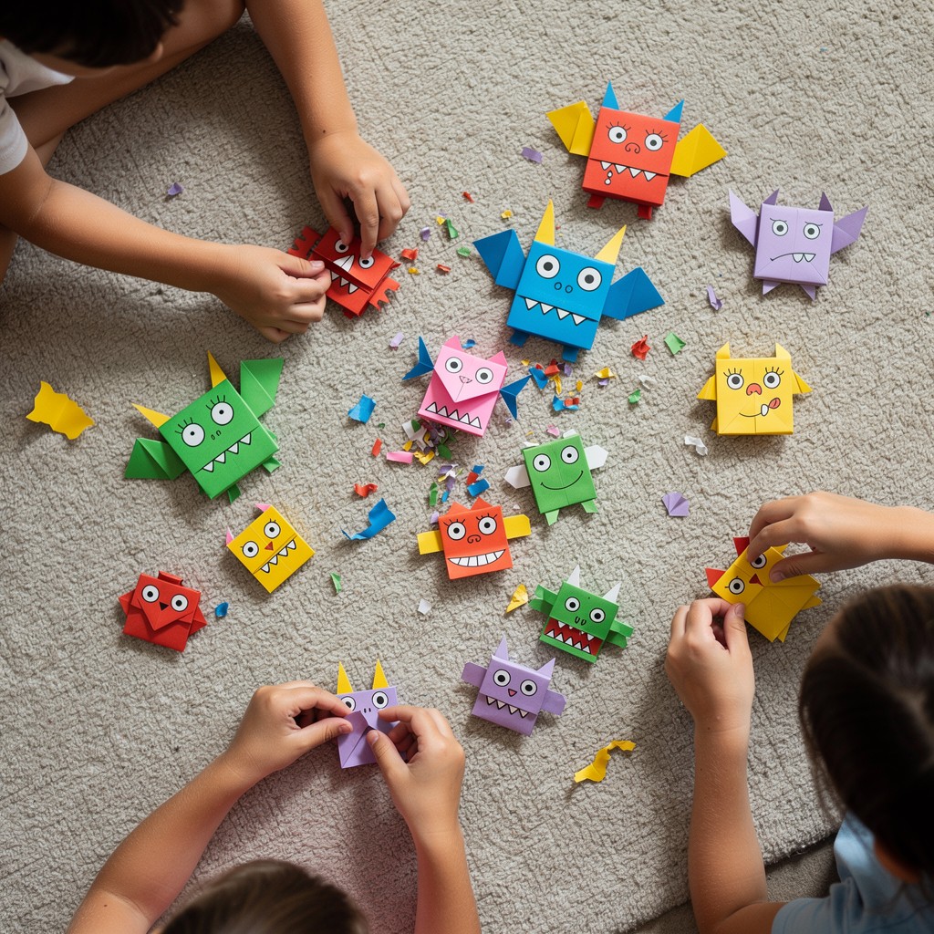 Free Colorful Paper Monsters Image - Origami, Monsters, Children ...