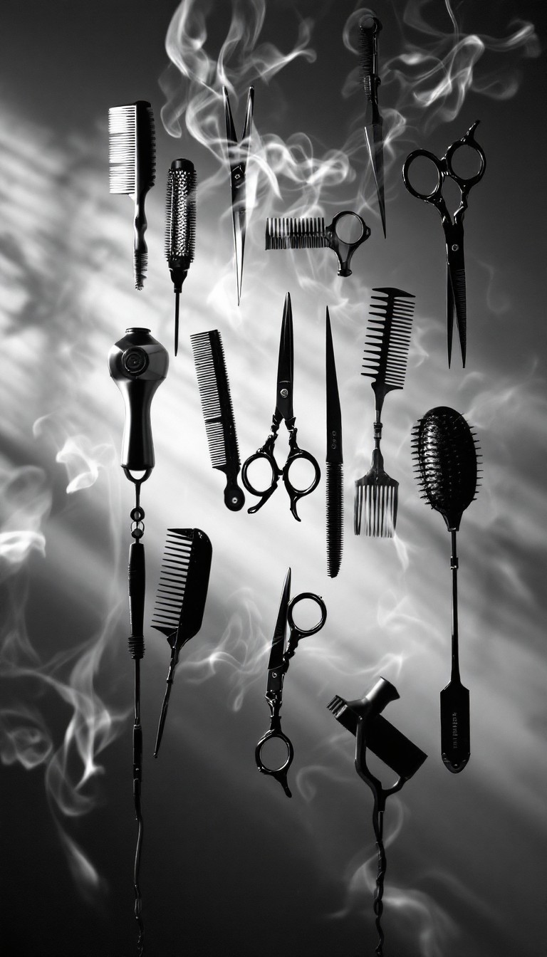 Free Floating Styling Tools Image - Scissors, Combs, Brushes | Download ...