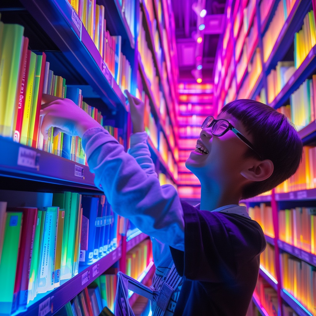 Free Colorful Library Adventure Image - Library, Neon, Books | Download ...