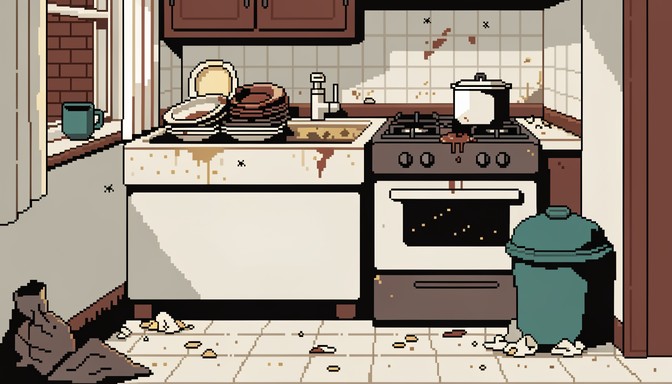 Free Messy Kitchen Morning Image - Kitchen, Pixel, Retro | Download at ...