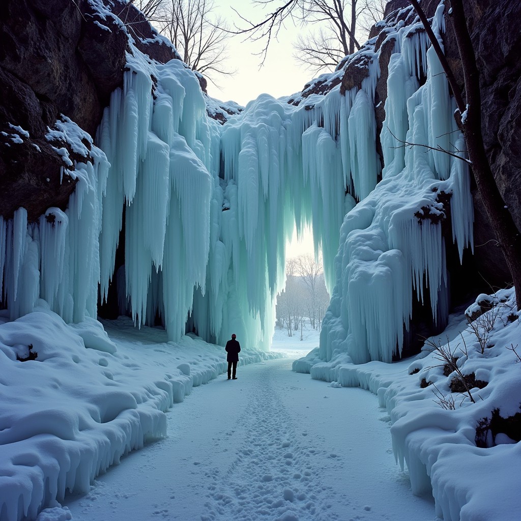 Free Majestic Winter Ravine Image - Frozen, Waterfall, Ravine ...