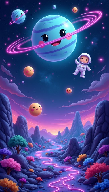 Free Neon Space Friends Image | Download at StockCake
