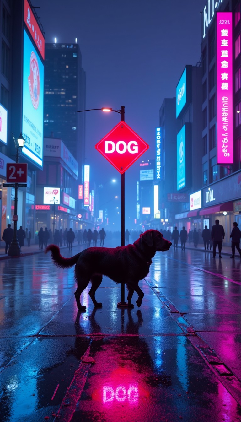 Neon Ride Dog Free Neon Dog Crossing Image - Cyberpunk, Neon, Dog | Download at StockCake