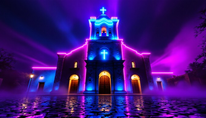 Free Cyberpunk Church Glow Image - Cyberpunk, Church, Neon | Download ...